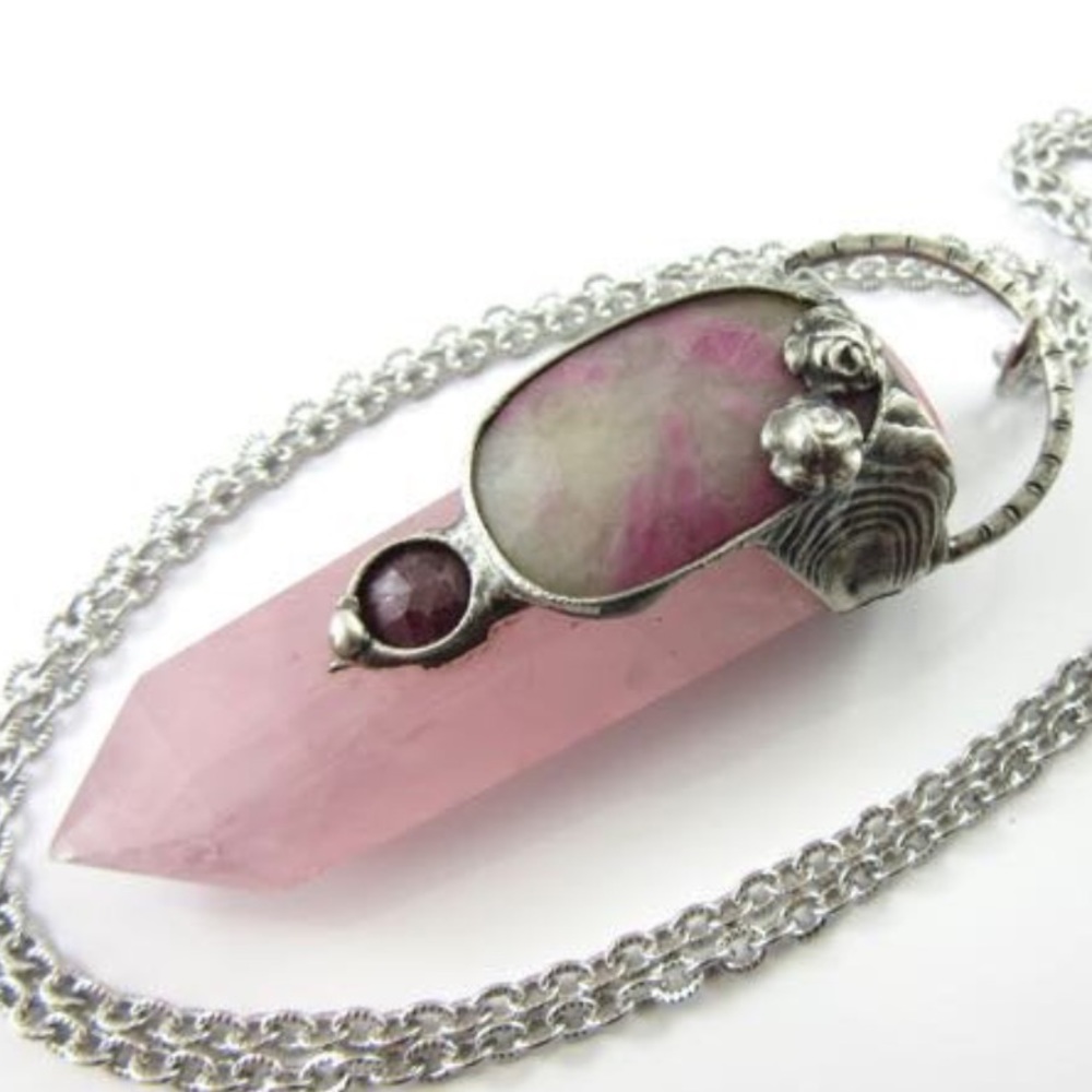 Handmade Rose Quartz, Ruby, Pink Sapphire S925